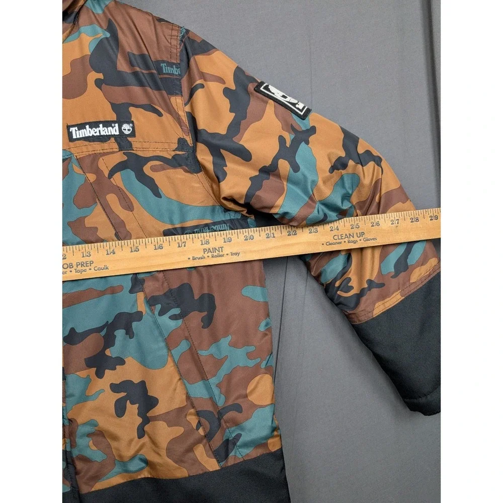 Timberland Boys Camo‎ Parka Jacket Large 14/16 full zip Hooded Outdoor Coat